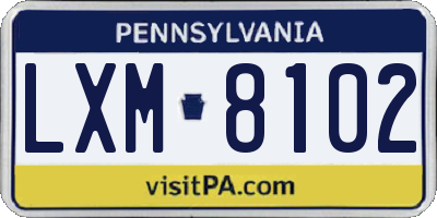 PA license plate LXM8102