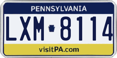 PA license plate LXM8114