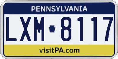 PA license plate LXM8117