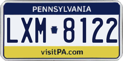 PA license plate LXM8122