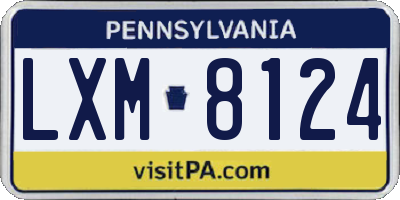 PA license plate LXM8124