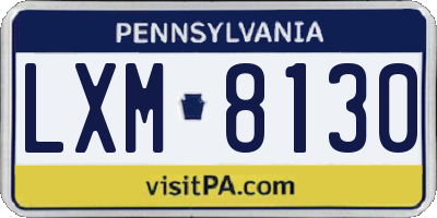 PA license plate LXM8130