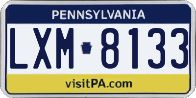 PA license plate LXM8133
