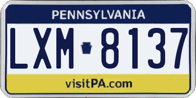 PA license plate LXM8137