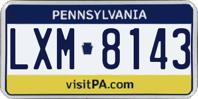 PA license plate LXM8143