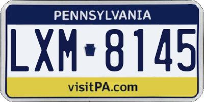 PA license plate LXM8145