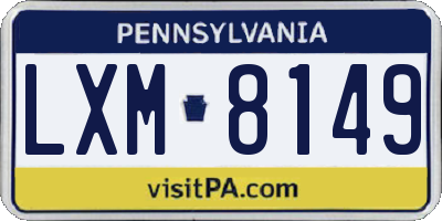 PA license plate LXM8149