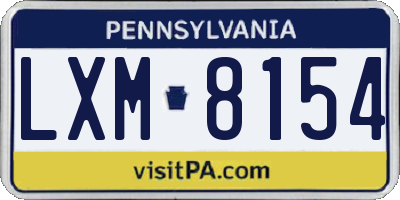 PA license plate LXM8154