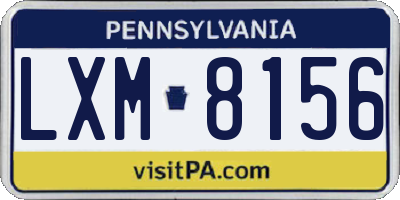PA license plate LXM8156