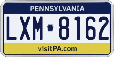 PA license plate LXM8162