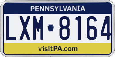 PA license plate LXM8164