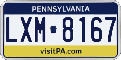 PA license plate LXM8167