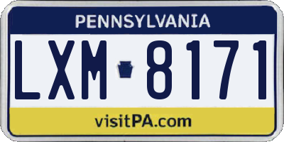 PA license plate LXM8171