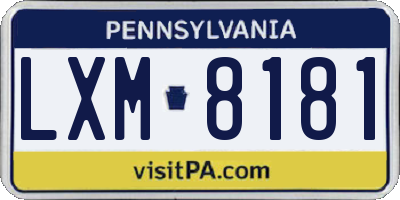 PA license plate LXM8181