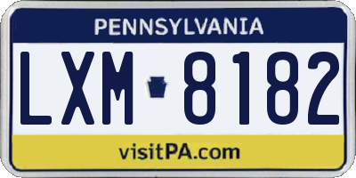 PA license plate LXM8182