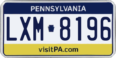 PA license plate LXM8196