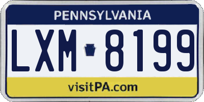 PA license plate LXM8199