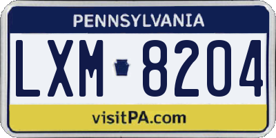 PA license plate LXM8204