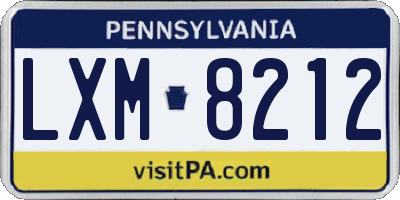 PA license plate LXM8212