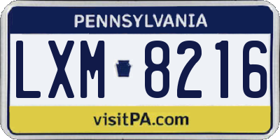 PA license plate LXM8216