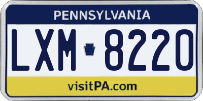 PA license plate LXM8220