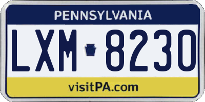 PA license plate LXM8230