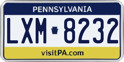 PA license plate LXM8232