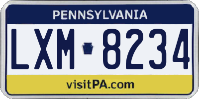 PA license plate LXM8234