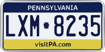 PA license plate LXM8235