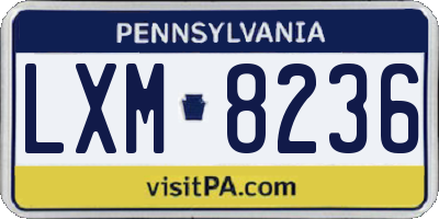 PA license plate LXM8236