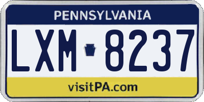 PA license plate LXM8237