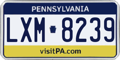 PA license plate LXM8239