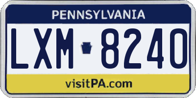 PA license plate LXM8240