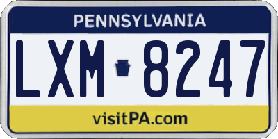 PA license plate LXM8247
