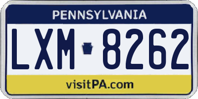 PA license plate LXM8262
