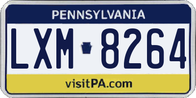 PA license plate LXM8264