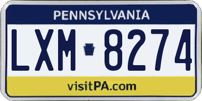 PA license plate LXM8274