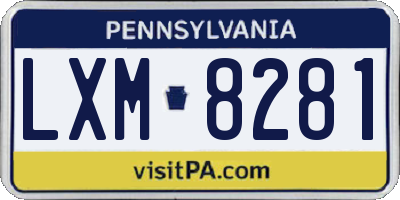 PA license plate LXM8281