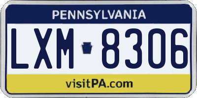 PA license plate LXM8306