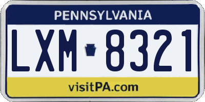 PA license plate LXM8321