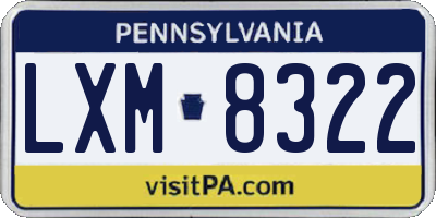 PA license plate LXM8322