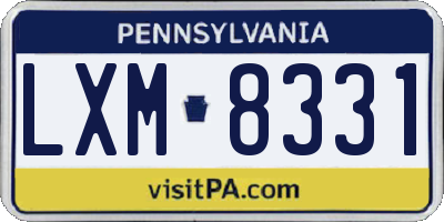 PA license plate LXM8331