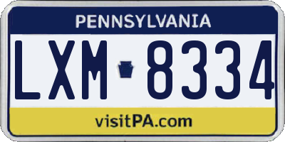 PA license plate LXM8334