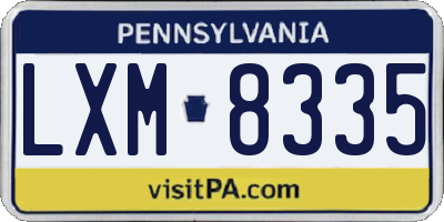 PA license plate LXM8335