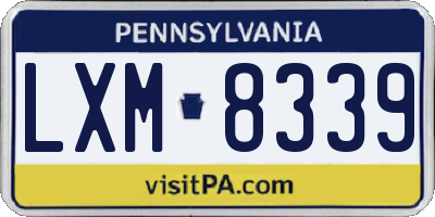 PA license plate LXM8339