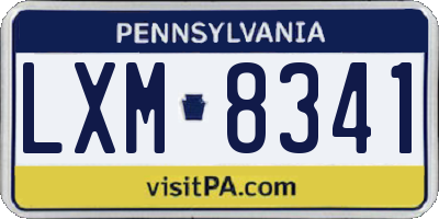 PA license plate LXM8341