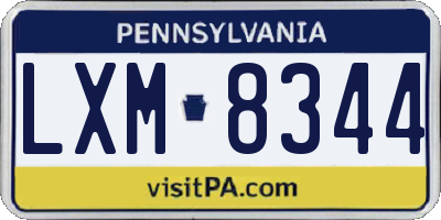 PA license plate LXM8344