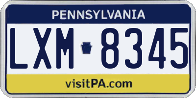 PA license plate LXM8345