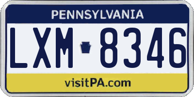 PA license plate LXM8346