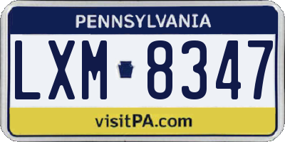PA license plate LXM8347